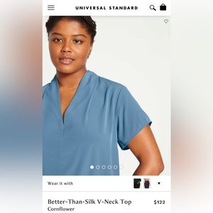 Universal Standard “Better than Silk” V-neck Top, size 18, Cornflower blue